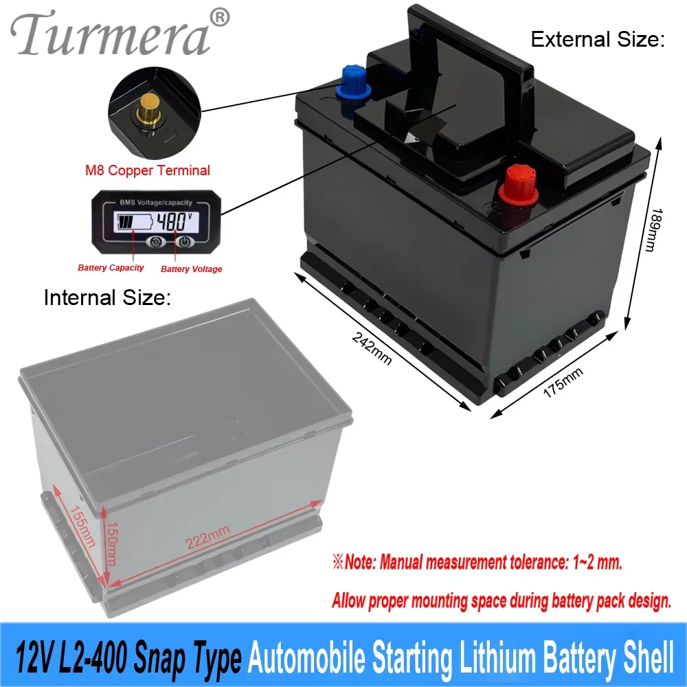 4S 12.8V 100A BMS Balance DIY 100Ah LiFePO4 Empty Housing for DIY Car Starters L2-400 Snap Type Car Starter Battery Shell