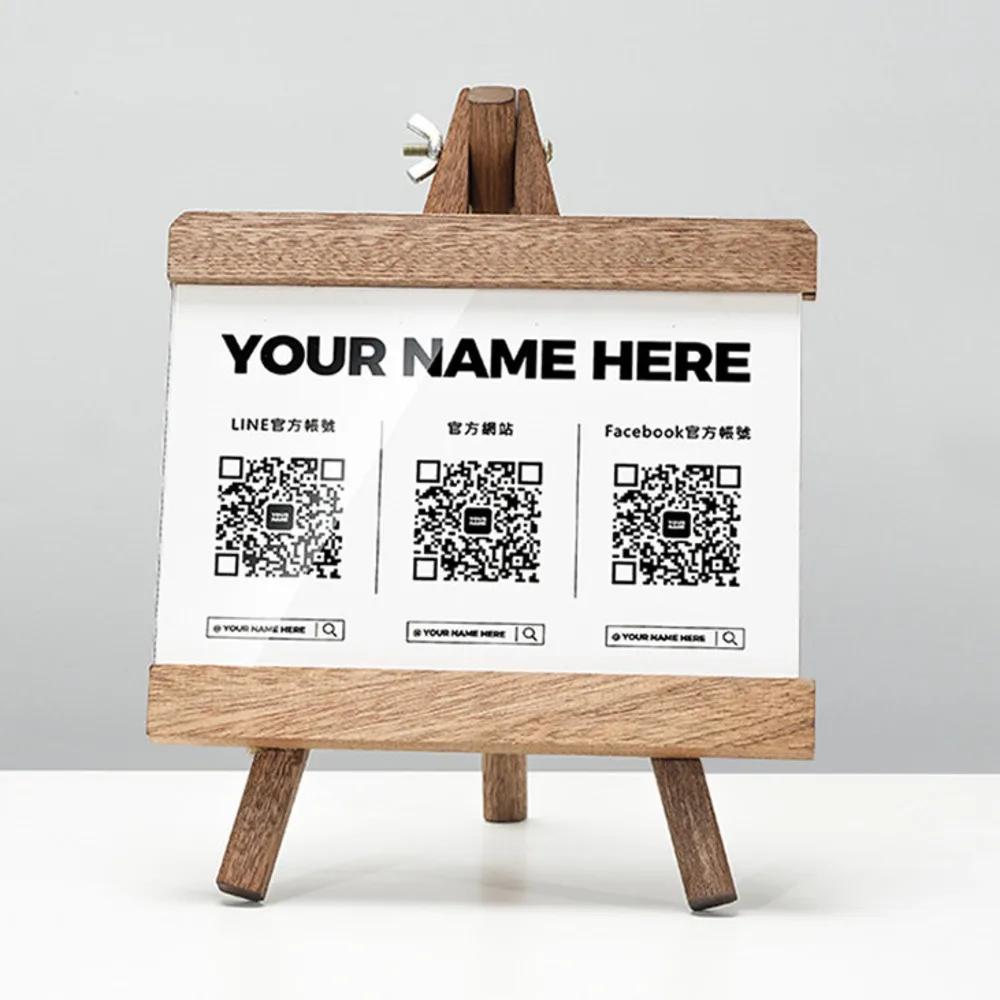 Solid Wood Slanted QR Code Stand Alipay WeChat Payment Sign For Shop Bar Supermarket Café
