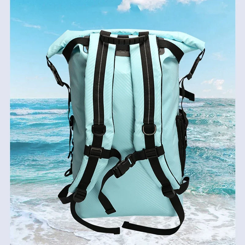 30L Waterproof Backpack Large Capacity Heavy Duty Roll-Top Closure Dry Bag for Diving Fins and Diving Material Swimming Bag