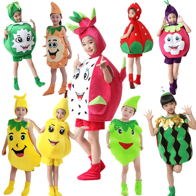 Children's Fruit Performance Costume Dragon Fruit Corn Banana Apple Strawberry Durian Three-dimensional Dance Cosplay Costumes