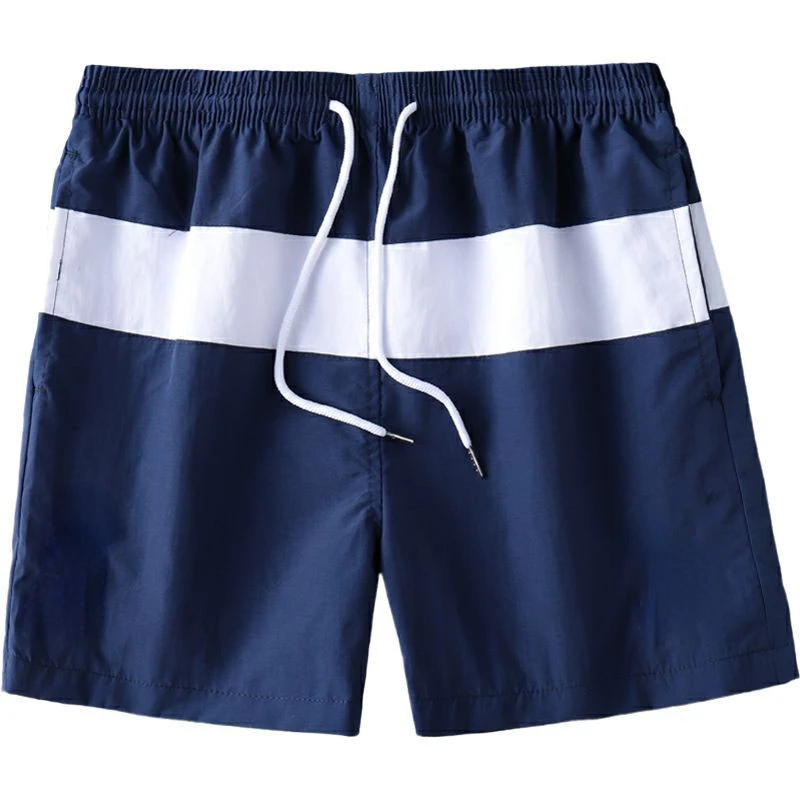 Calção de praia casual masculino, calça esportiva solta, malha interna, reta, splicing, plus size, verão