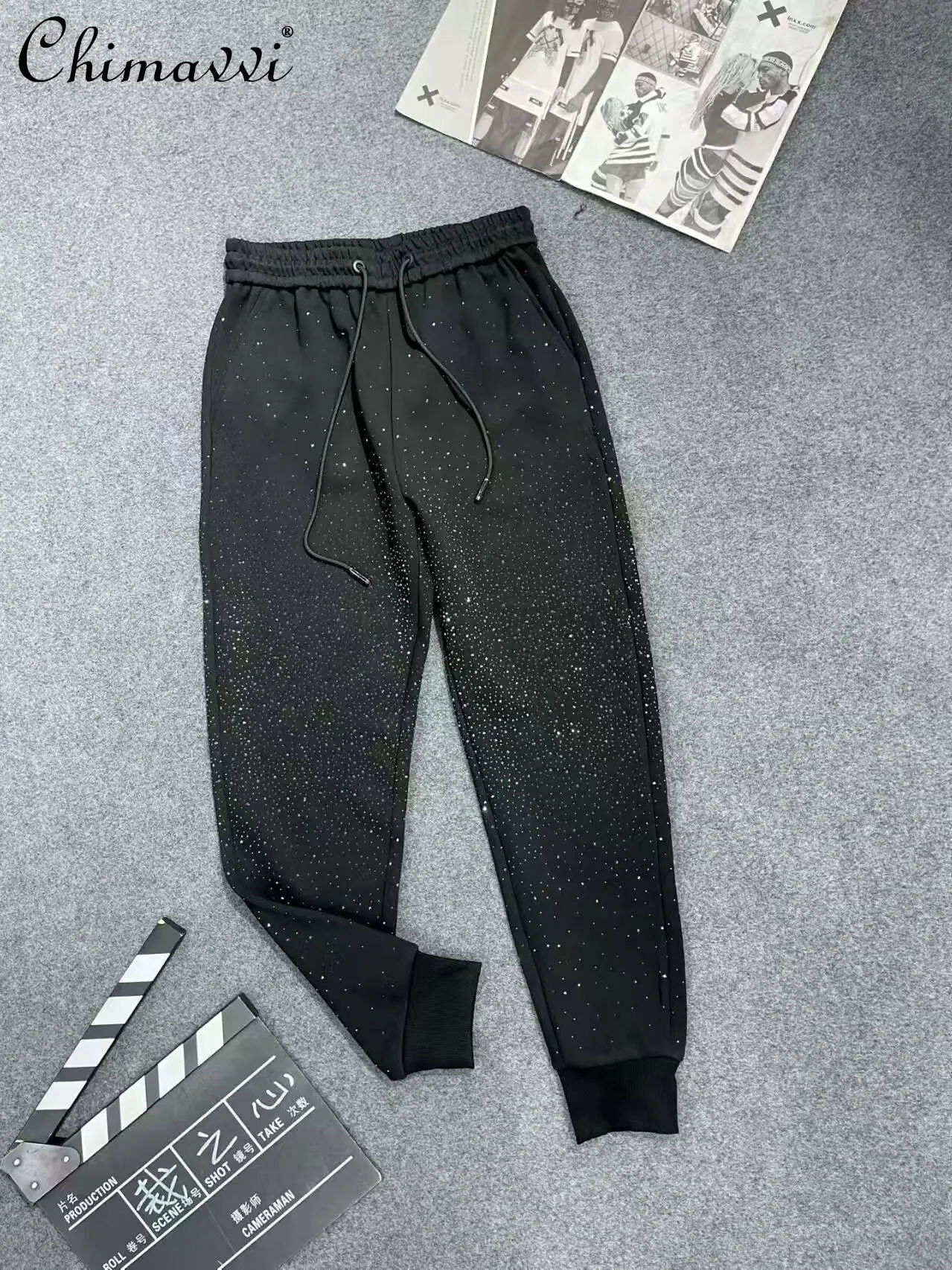 

Весенне-осенние новые мужские спортивные брюки-джоггеры с объемными стразами «Звездное небо», модные повседневные уличные спортивные штаны