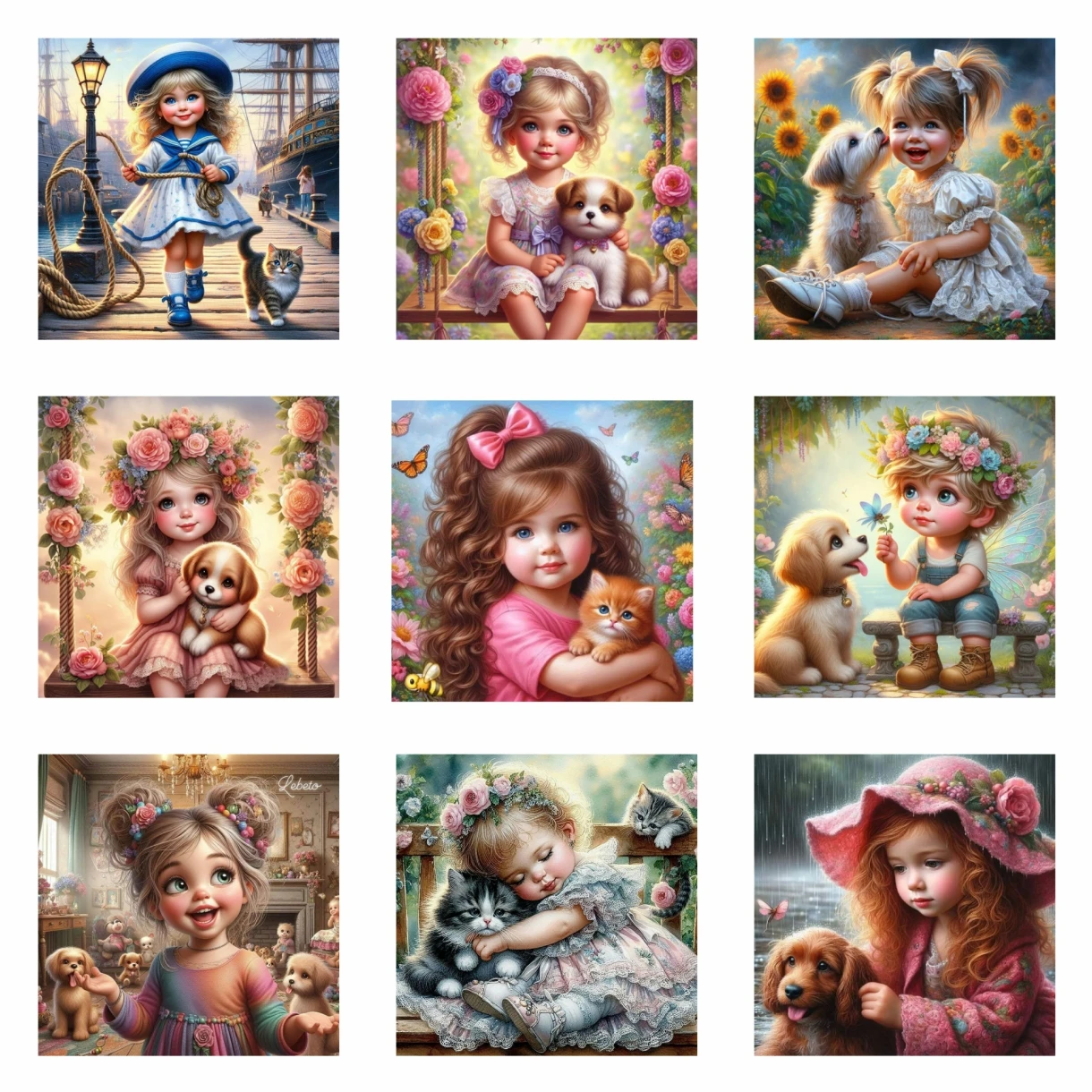 5D Diamond Painting Cute Girl portrait Full round Diamond Em