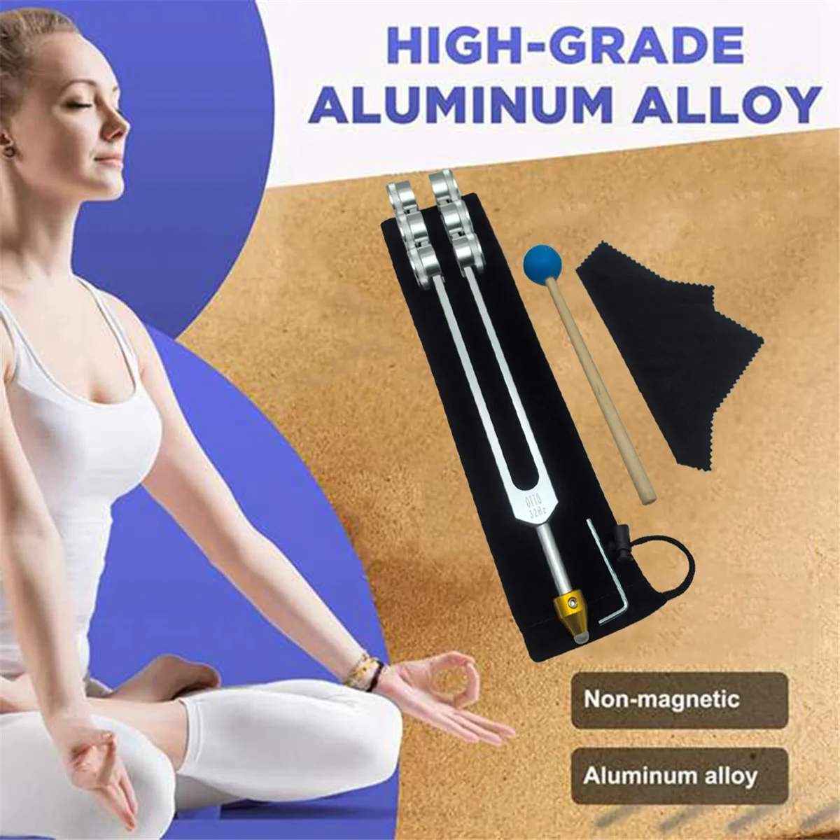 Otto32hzチューニングフォークセット、チャクラの癒し、サウンドセラピー、体、心、精神、完璧な調和のためのベース付き