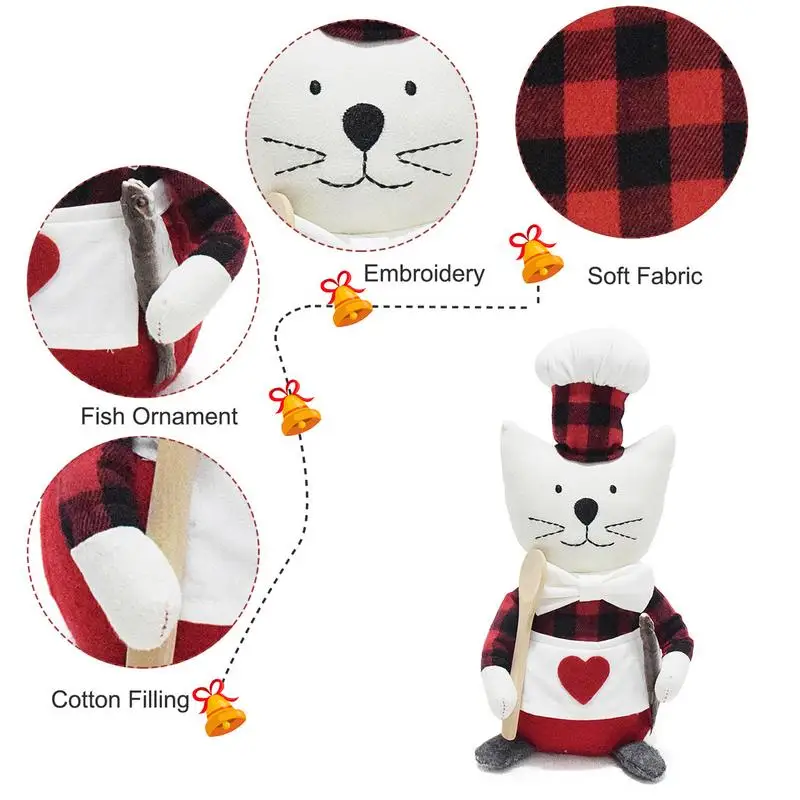 Sitting Stuffed Animal Toddler Cat Toy With Chef Cat Shaped Multifunctional Stuffed Cat Cat Toy Girls Soft Toy For Boys Girls