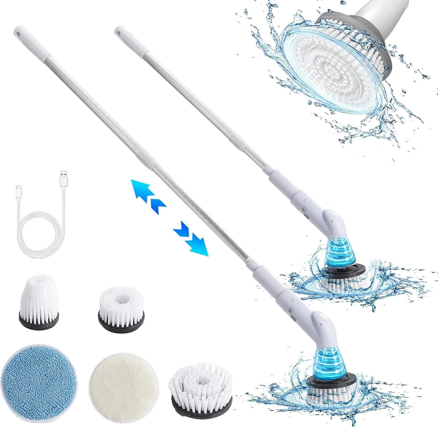 Electric Cleaning Brush Multifunctional Household Long Handle Retractable Wireless Rotatable Cleaning Brush For Bathroom Toilet