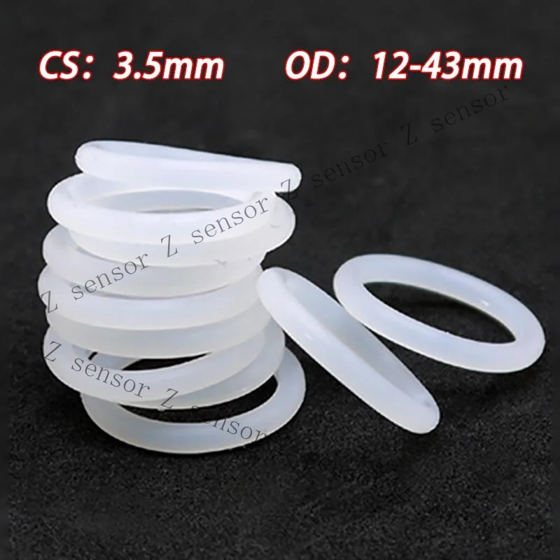 Z+  3.5mm Food Grade White Silicone Rubber O-Ring Gasket Sealing Washer OD 12-43mm