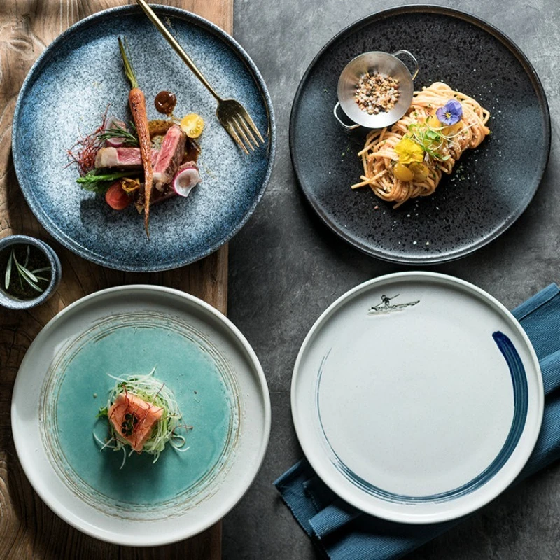 Japanese Steak Western  Premium Commercial Household Ceramic Vegetable  Fish Plate Dim Sum Flat