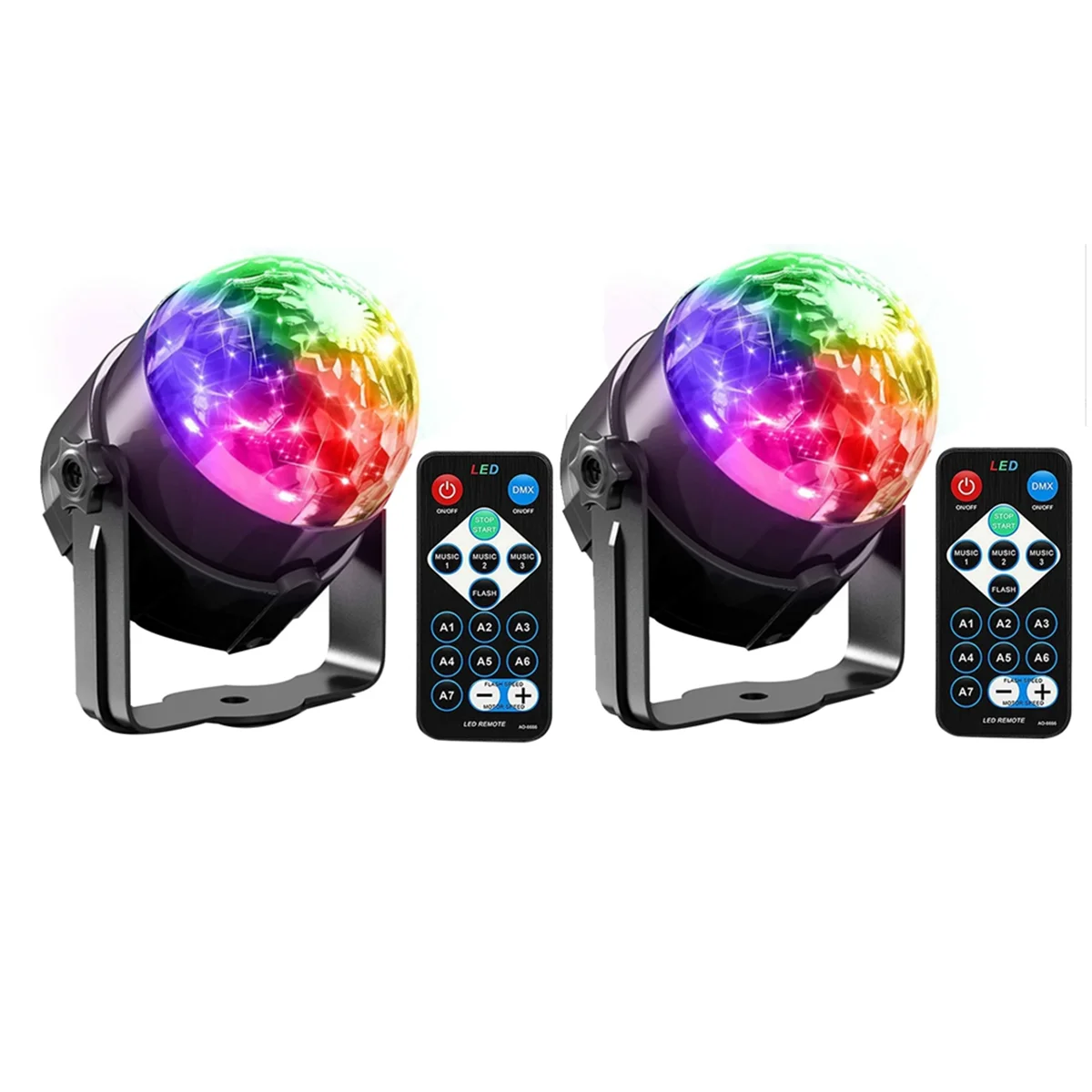 

AT13 2Pcs Sound Activated Lights with Remote Control Dj Lighting Disco Ball Light Strobe Lamp for Home Room Dance Parties(US)