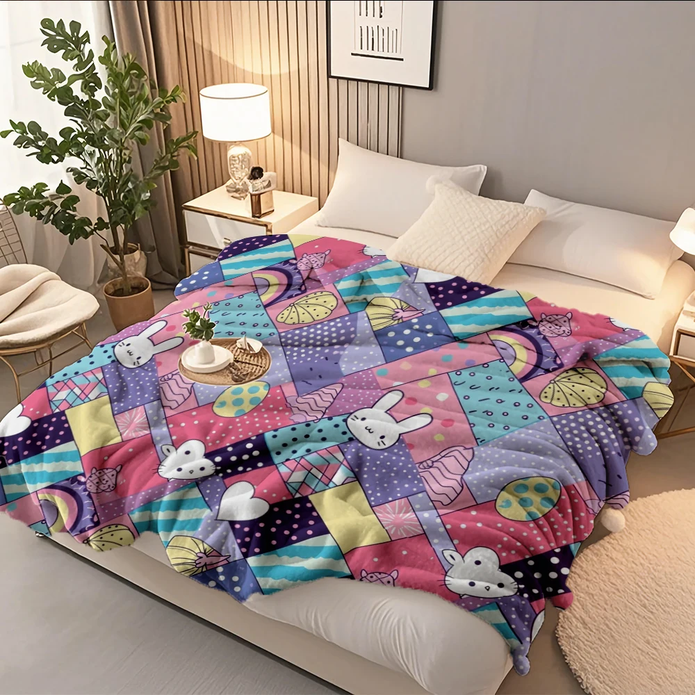 

Flannel Cozy Blanket Geometric Charm Kawaii Patterns With Moisture-wicking Durable Bohemian Pattern Comforter Thermal Blanket