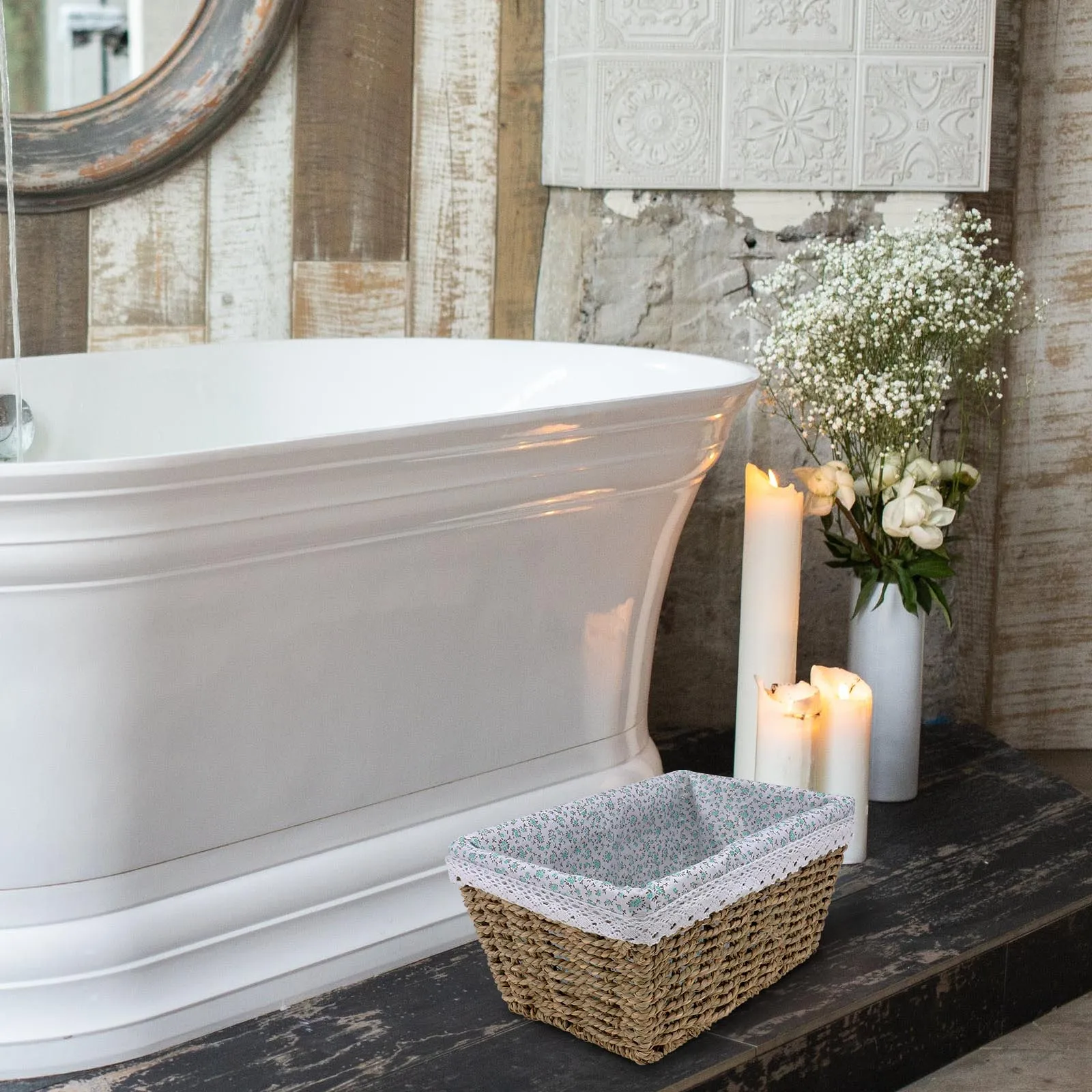 

1pc Woven Storage Basket Compact Desktop Organizer For Fruits Cosmetics Keys Household Sundries Fruit Basket Box