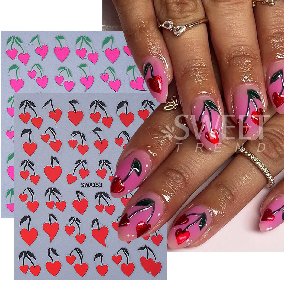 2 قطعة الشفاه السوداء الحب القلب مسمار الفن ملصقات مثير عيد الحب خط معدني الحب الكرز ذاتية اللصق مسمار الشارات DIY بها بنفسك مانيكير ديكور #3