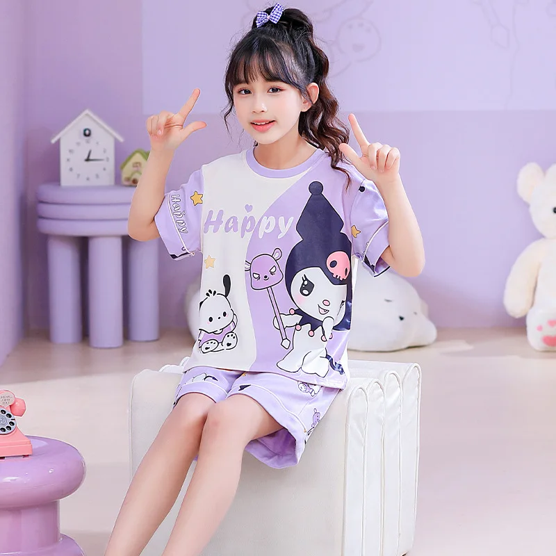 Anime Kawaii Miniso Loopy Short-Sleeved Kid Pajamas Suit Summer Cartoon Cute Thin Air-Conditioned Boy Girl Home Clothes Set Gift