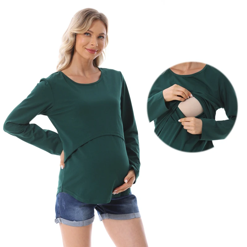 Spring Autumn Long Sleeve Top Maternity T-shirt Pregnancy Maternity Clothes Breast Feeding Tops For Pregnant Women