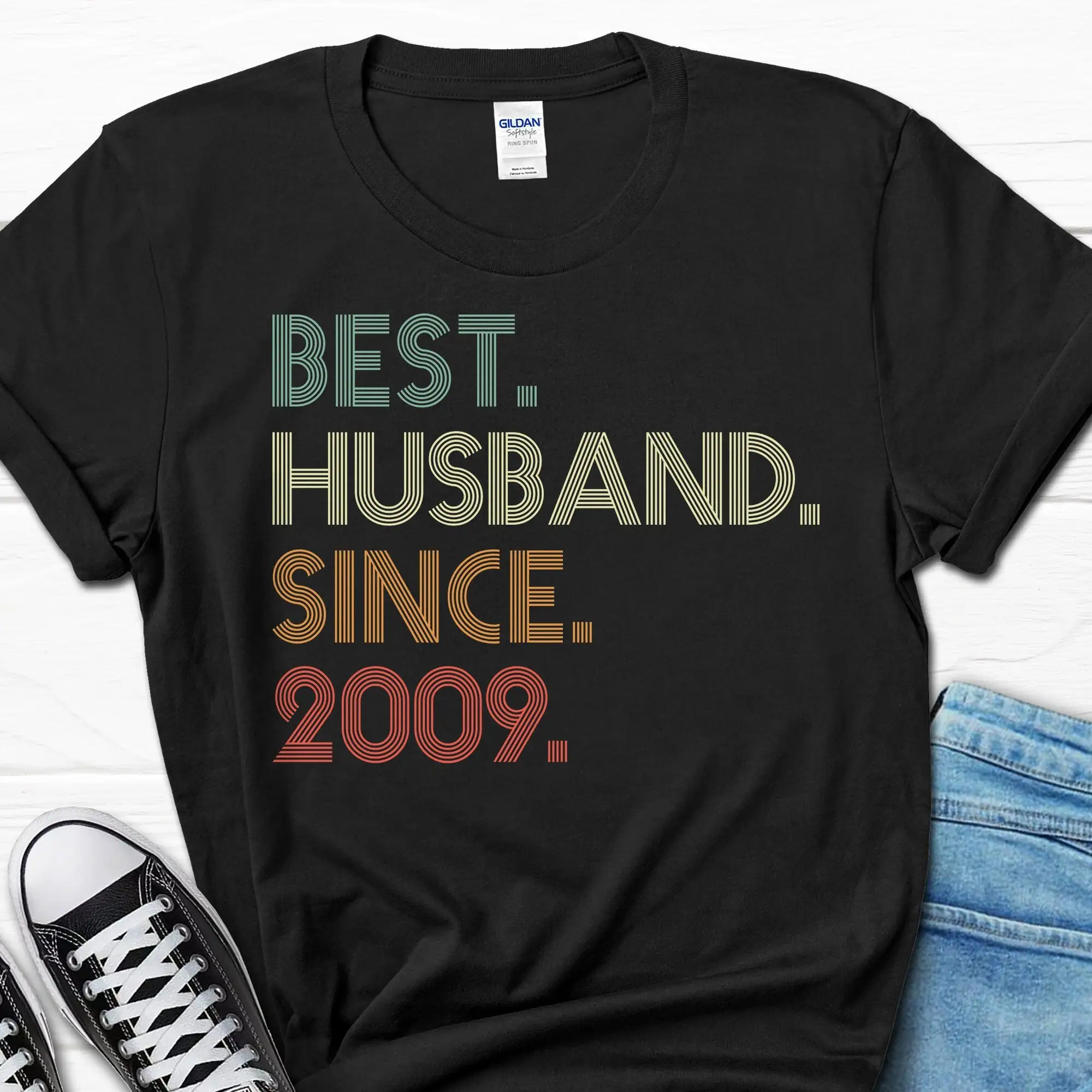 

15th Wedding Anniversary for Husband Best since 2009 T Shirt 15 Year Him Married Years