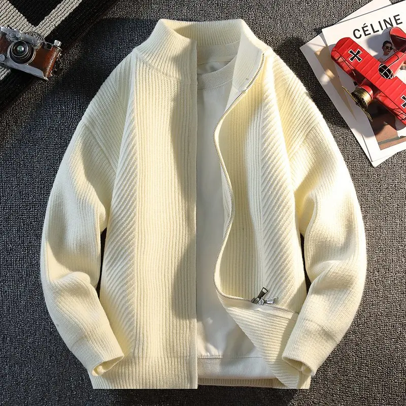 

Новый мужской кардиган-свитер на весну 2026 года, большие размеры, универсальный, удобный, однотонный, свободный крой, высокое качество, повседневная куртка-свитер M-4XL