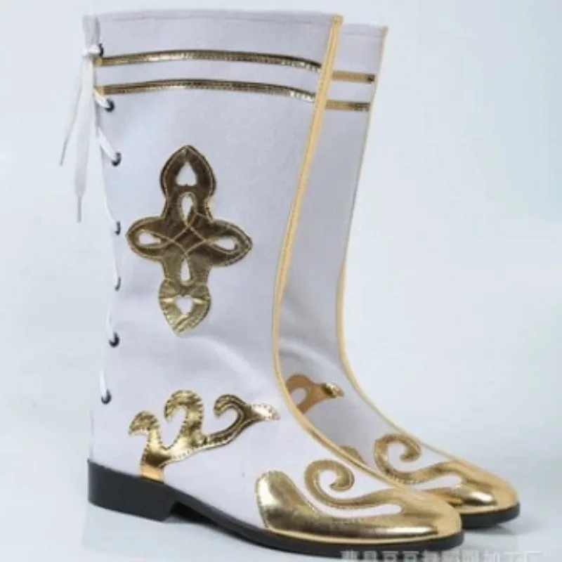 Botas de Cosplay medievales para Halloween, zapatos de Cosplay G, zapatos de Rey Mono, espadachín, caballero, juego de rol, botas de baile nacional minoritaria