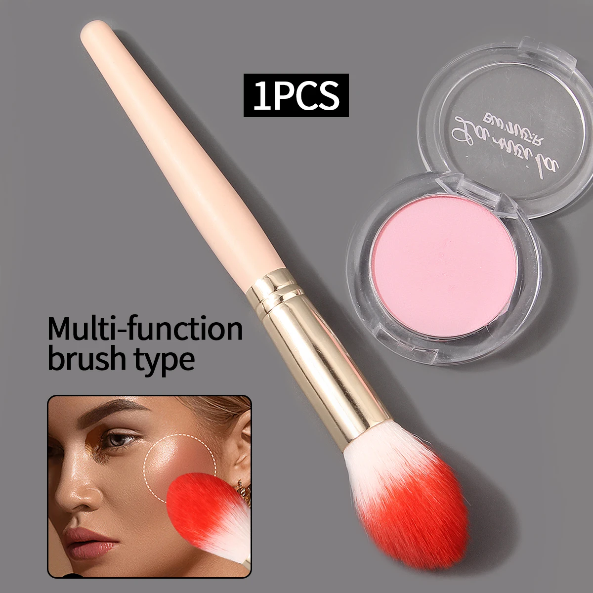 1pcs Flame-shaped facial blush brush, setting brush, contactor brush, multi-purpose use, beginner-friendly makeup brush tool