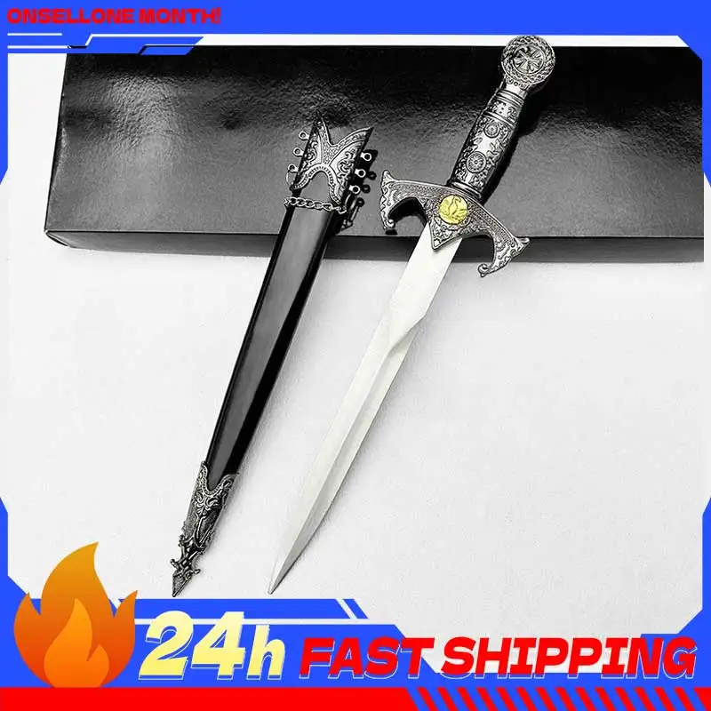 Espada Metálica Occidental de 35 cm, Modelo de Precisión Coleccionable, Espada de Caballería Topaz, Adorno de Escritorio, Accesorios para Cosplay, Juguetes de Espada