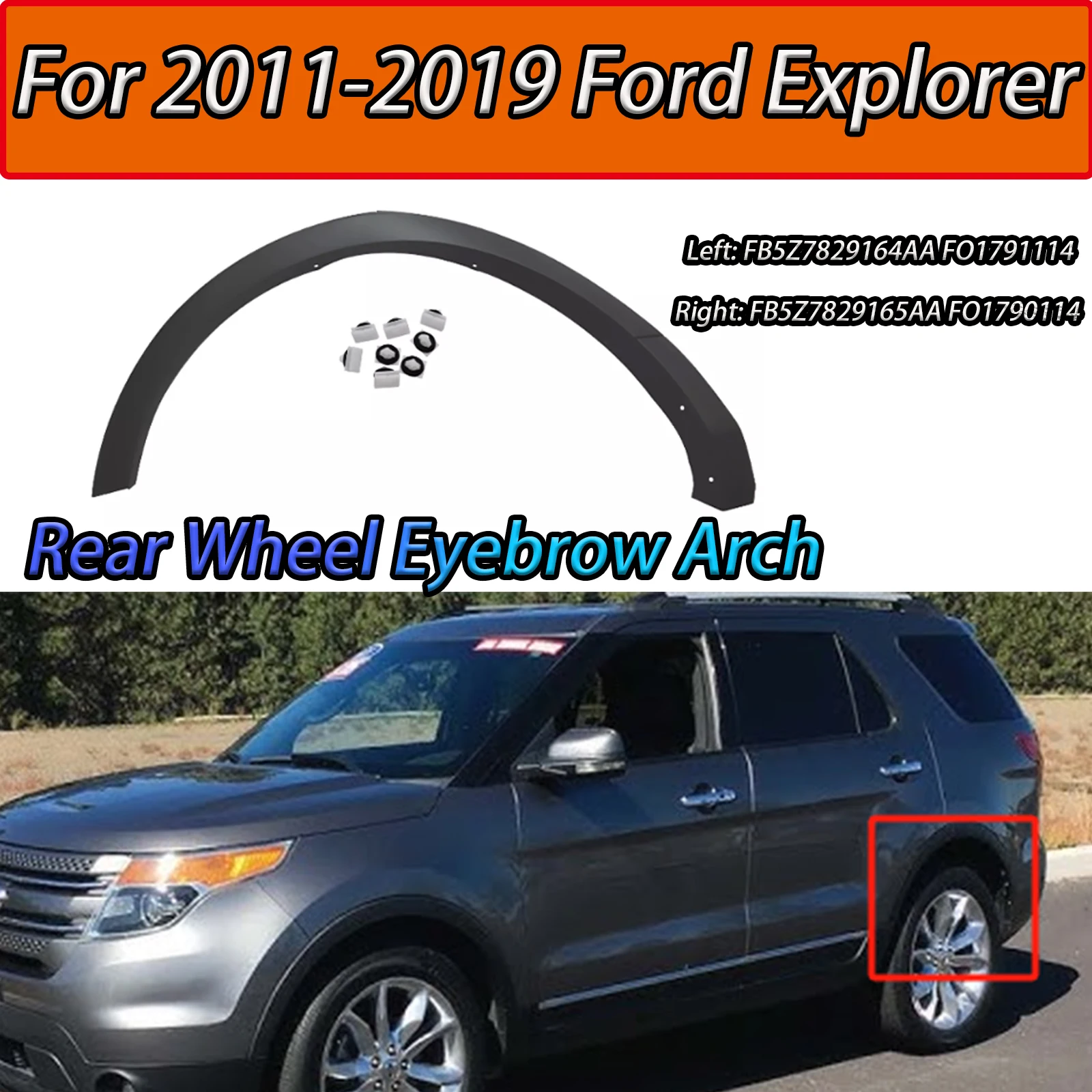 

Rear Wheel Eyebrow Arch For 2011 2012 2013 2014 -2019 Ford Explorer Body Kit Left FB5Z7829164AA Right FB5Z7829165AA FO1790114