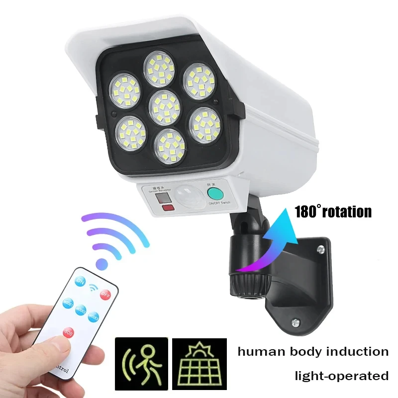 3Modes 77 Leds Solar Light Security Dummy Camera Induction Wall Lamp Light Outdoor Flood Light Waterproof Security For Home