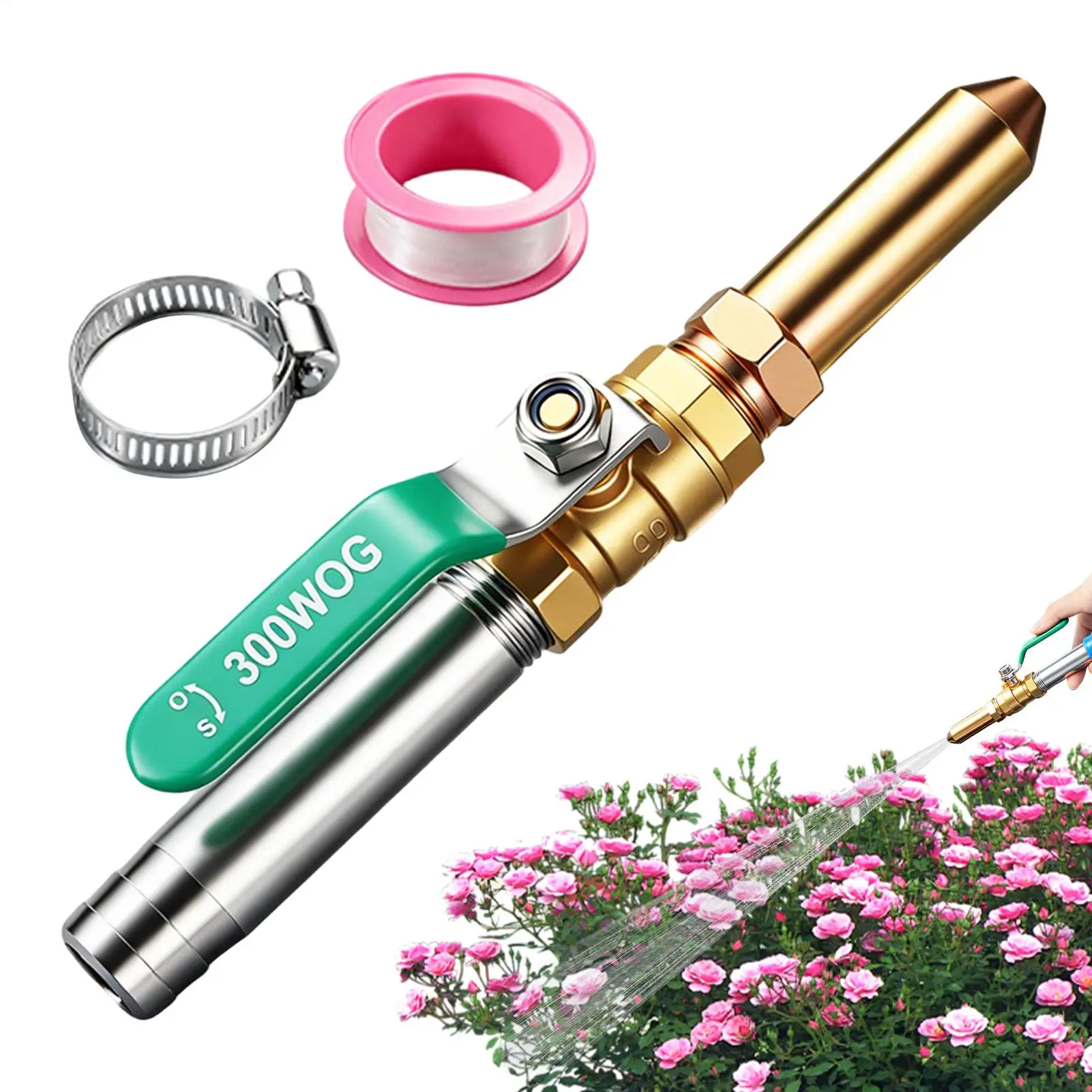 6mm Multi-functional High-pressure Nozzle Brass Brass Water Gun Nozzle Powerful Portable Sprinkler Car Wash Sprayer
