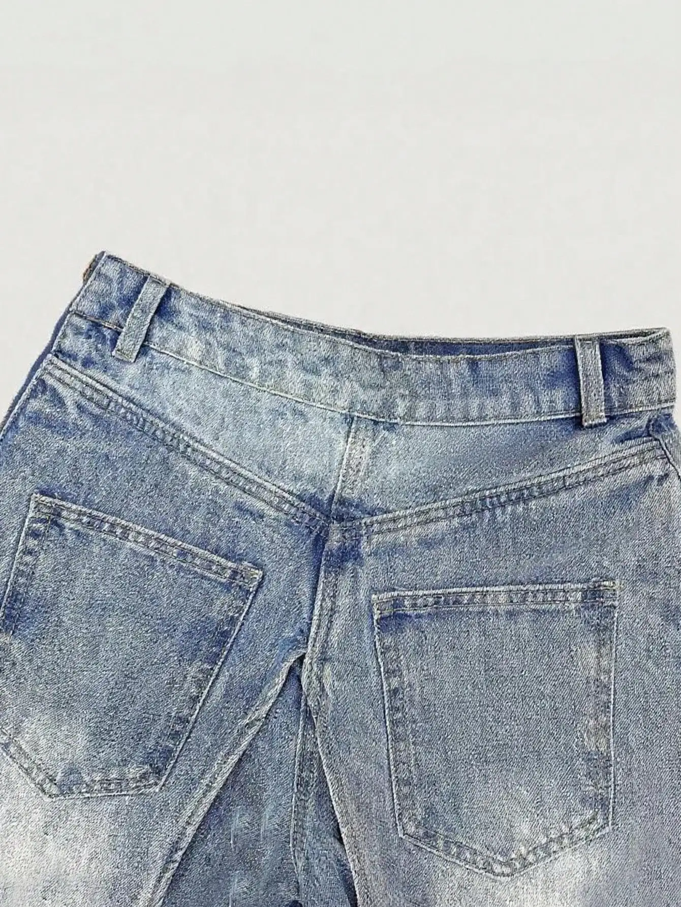 

Джинсы-клеш для женщин с высокой талией, винтажные, из выстиранного денима, с эффектом двухслойности, с боковой молнией, свободного кроя, широкие штанины