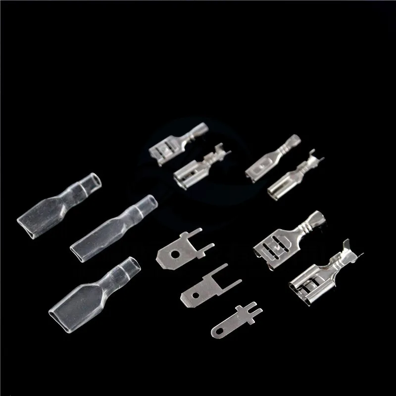 100 pieces per batch, wire connector 6.3MM 4.8MM 2.8MM female and male crimp terminals, inserts, jackets
