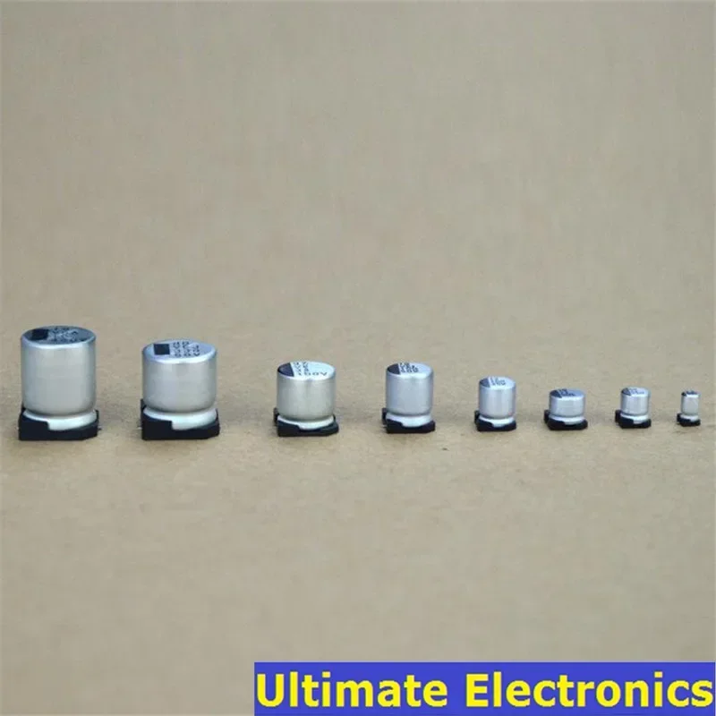 Capacitor eletrolítico de SMD, 2.5V, 4V, 6.3V, 10V, 16V, 25V, 50V, 100V, 1uF, 2.2uF, 4.7uF, 10uF, 33uF, 47uF, 100uF, 220uF, 470uF, 1000, 10 PCes