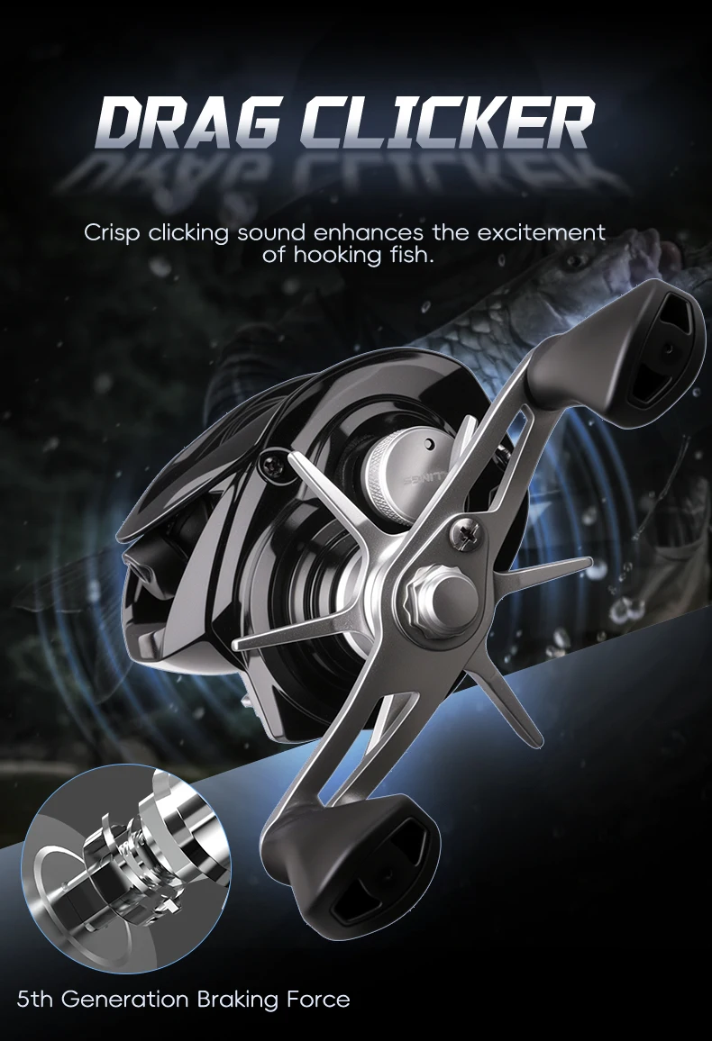 BILLINGS Baitcasting Reel DC Brake System 6KG Max Drag 167G Lightweight Baitcaster Fishing Reels 7.2:1 Gear Ratio 4+1BB Freshwater Casting Reel