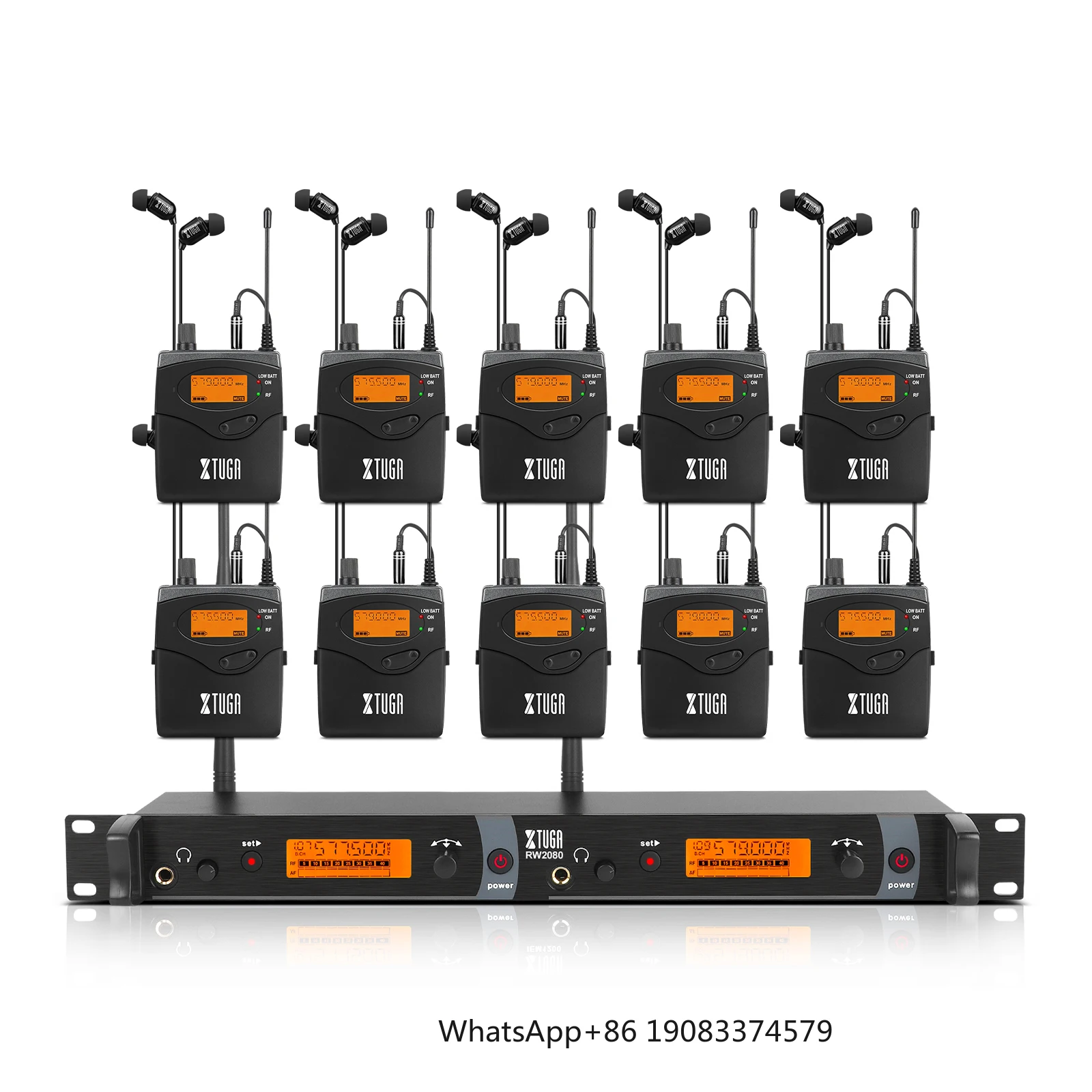 

Беспроводная система мониторинга для сцены XTUGA RW-2080: наушники-вкладыши с 10 приемниками и микрофоном