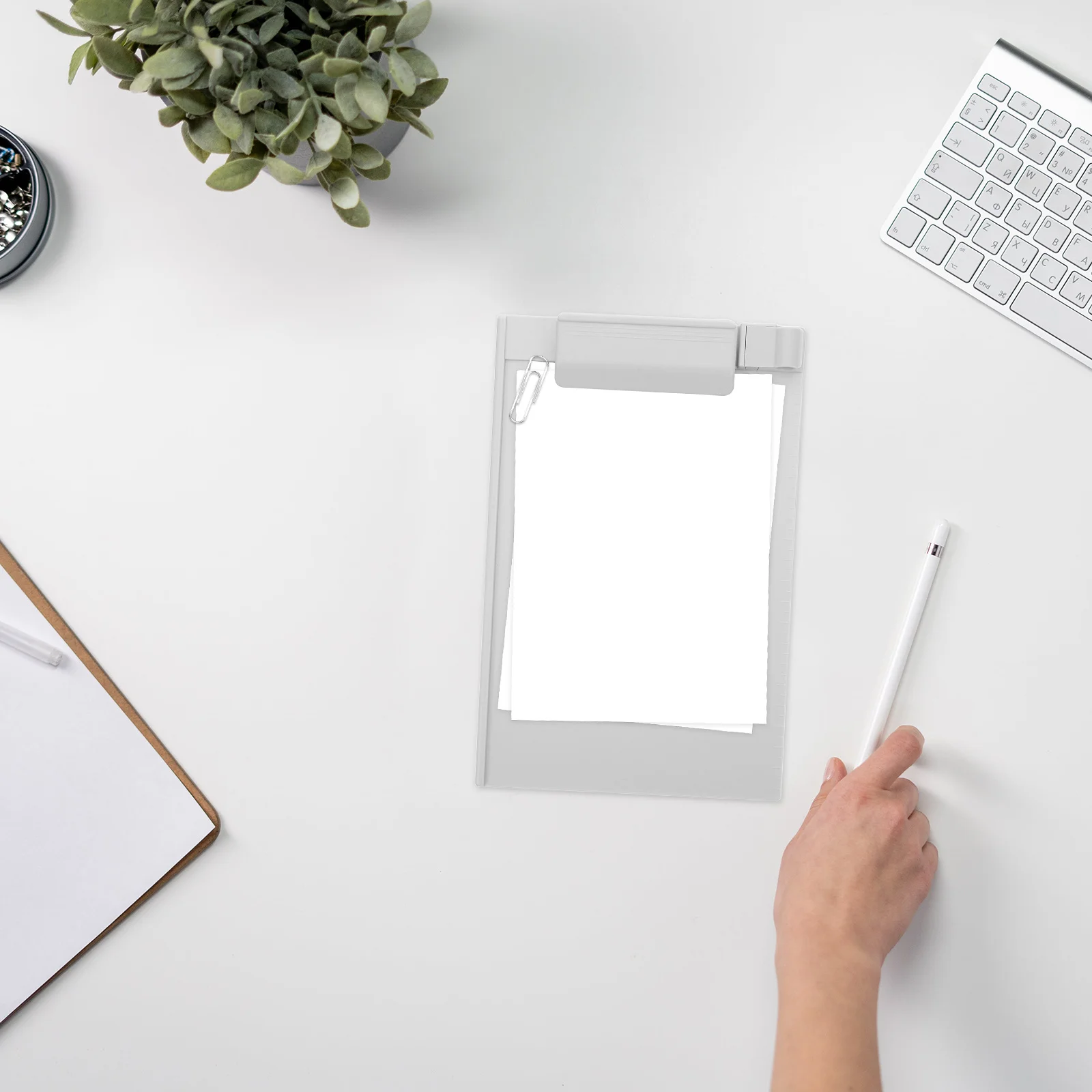 

A5 Plastic Clipboard With Scale Pen Holder Lightweight Writing Folder For School Office Business Travel File Storage