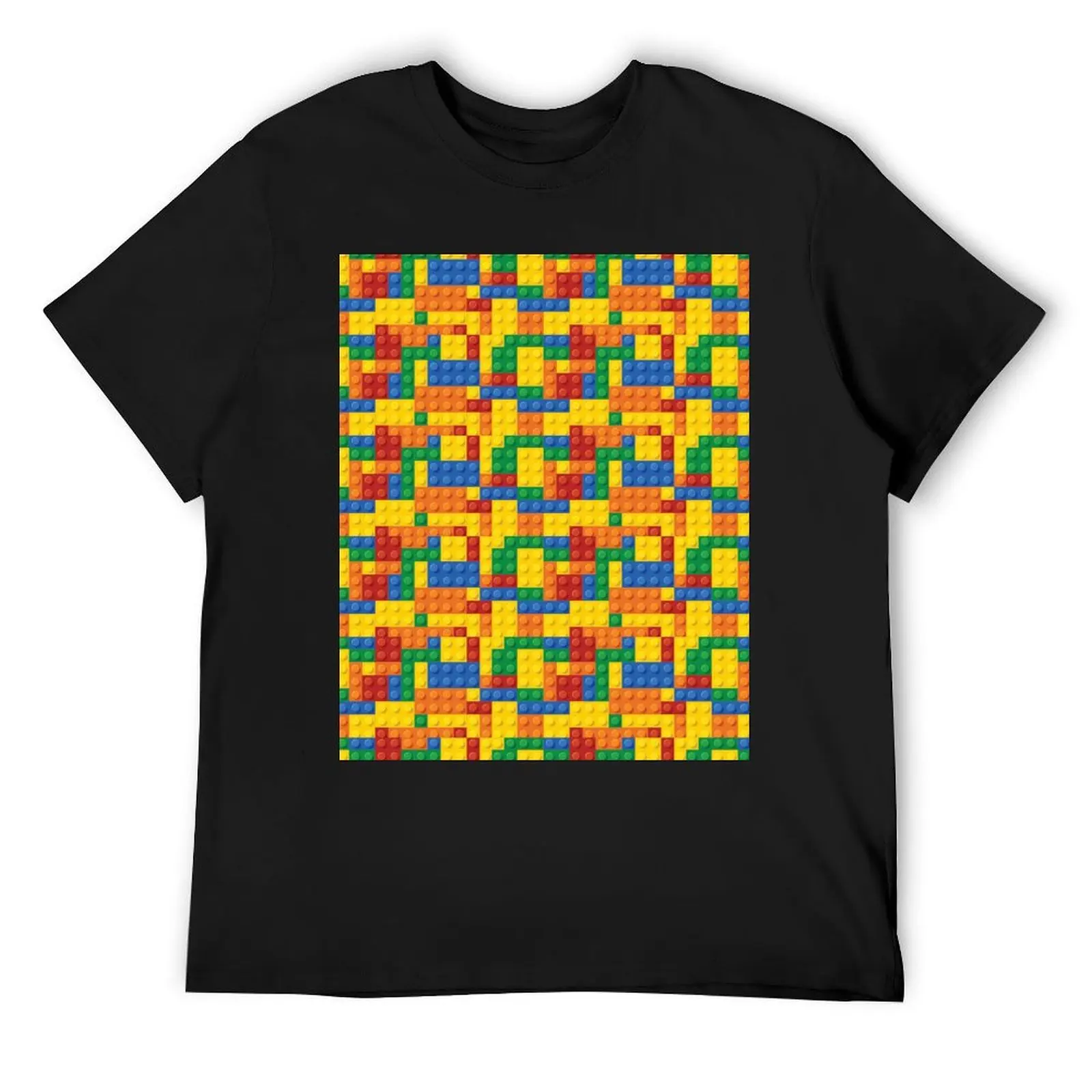 Color Building blocks T-Shirt oversized cute clothes mens cotton t shirts