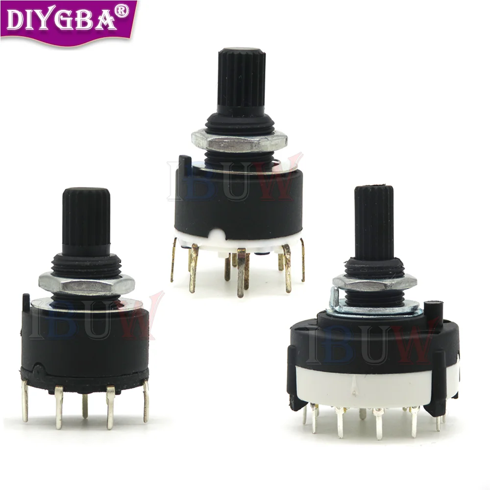 1PCS RS16 RS26 Plastic Rotary Band Switch 2 Pole 3 4 Position 1 Pole 5 6 8 Position Handle Length Axis Band Switch Ibuw RS16