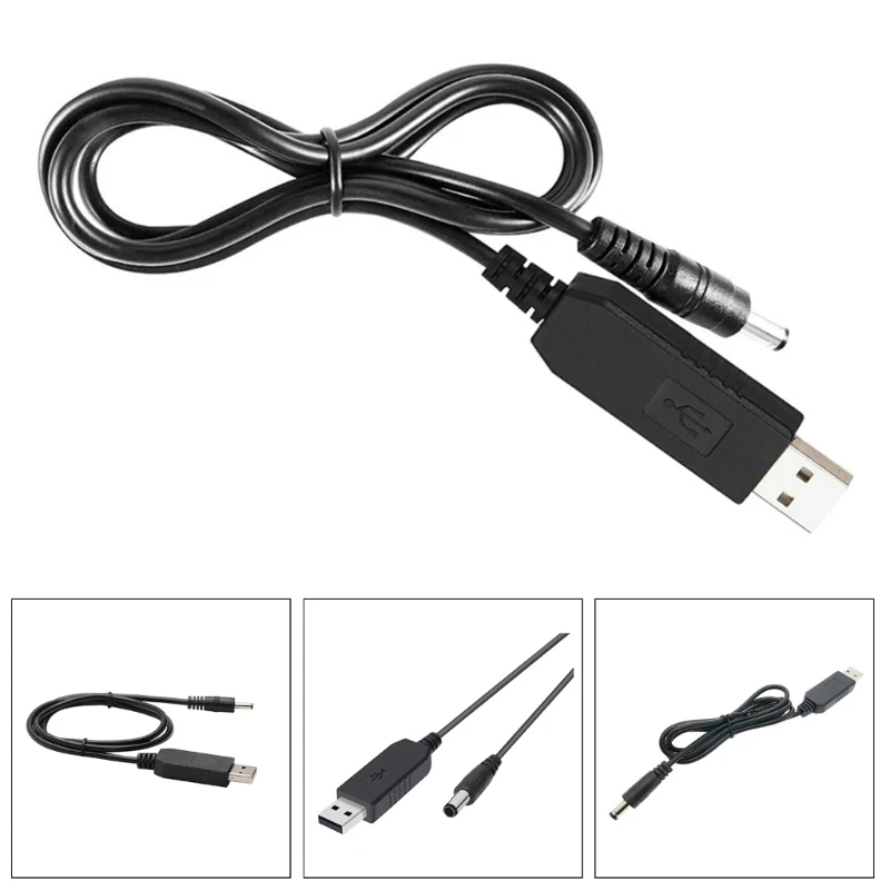 DC5V to 12V USB Cable Boost Converter WiFi to Powerbank Cable Connectors Step Up Cord for Wifi Router Modem Fan Speaker