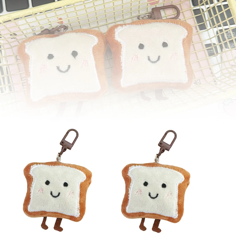 Kawaii Creatieve Pluche Toast Brood Sleutelhanger Leuke Cartoon Pluche Brood Sleutelhanger Hanger Rugzak Decoratie Accessoires Geschenken