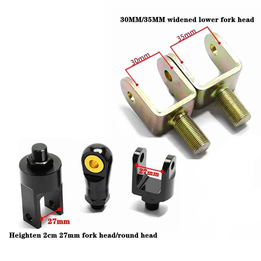 Pieza de modificación de motocicleta, amortiguador trasero de 27/30/35mm, horquilla inferior ensanchada, extremo de horquilla en U/O, extremo redondo, adaptador de aumento extendido, convertidor