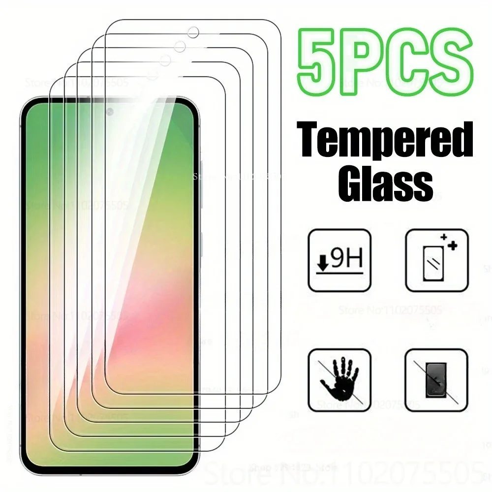 

5PCS HD Clear Transparent Tempered Glass for Samsung Galaxy A26 A22 A16 A14 A13 A33 A30 A36 Screen Protector A07 A02 A17 A56 A72