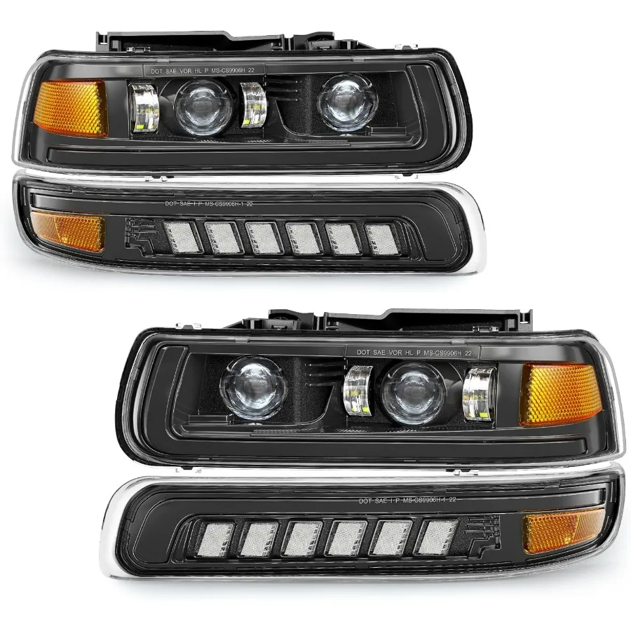 

Светодиодные фары в сборе с лампами указателей поворота дальнего ближнего света для Chevy Silverado 1500 2500 3500 и 2000-2006 Chev 1999-2002 гг.