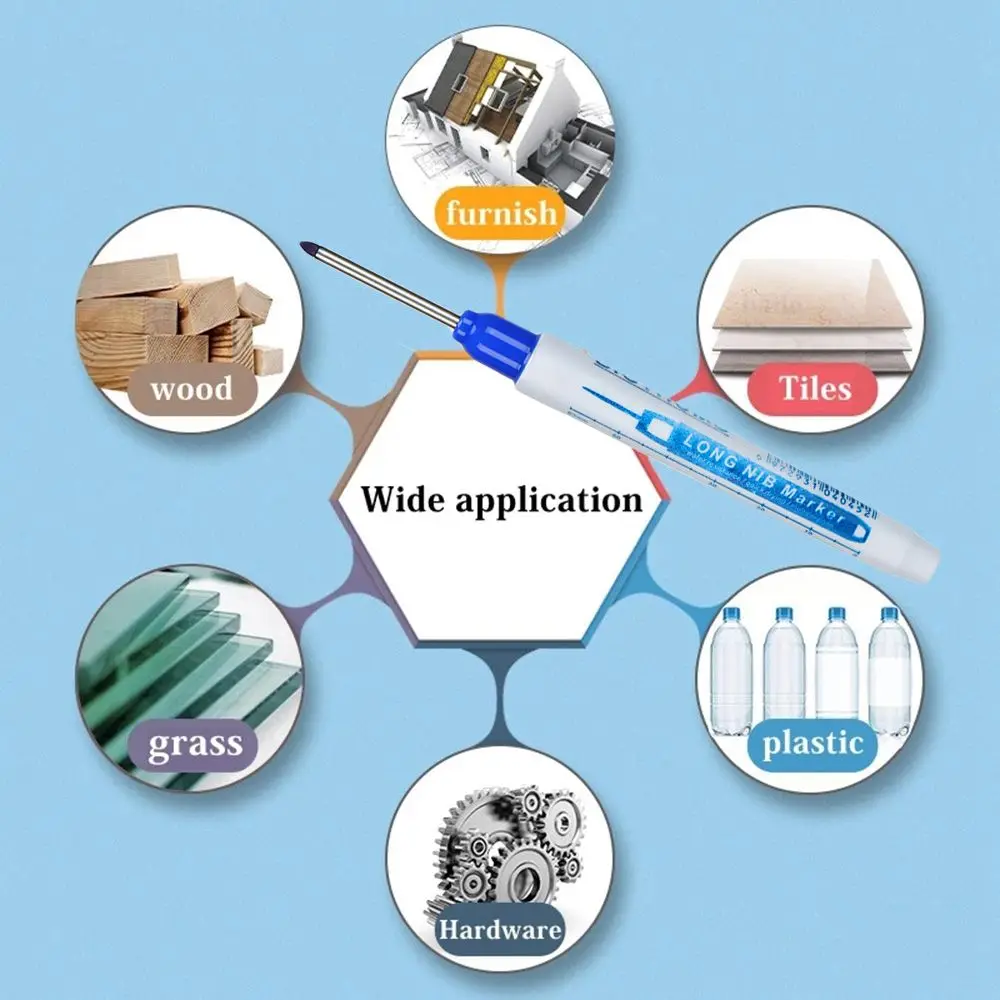 Stylo marqueur à trou profond, outil de marquage, marqueurs à tête longue, stylo de charpentier, travail de calcul, décor de travail, questionCraft, 30mm