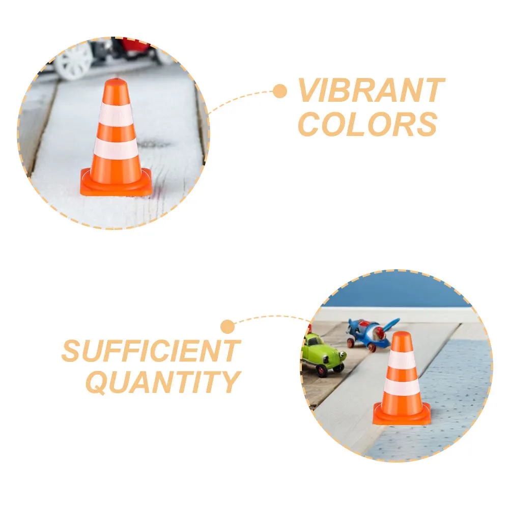 24 pçs crianças mini sinais de trânsito laranja mini cones estrada construção estacionamento configuração aprendizagem barreiras segurança pequenos cones