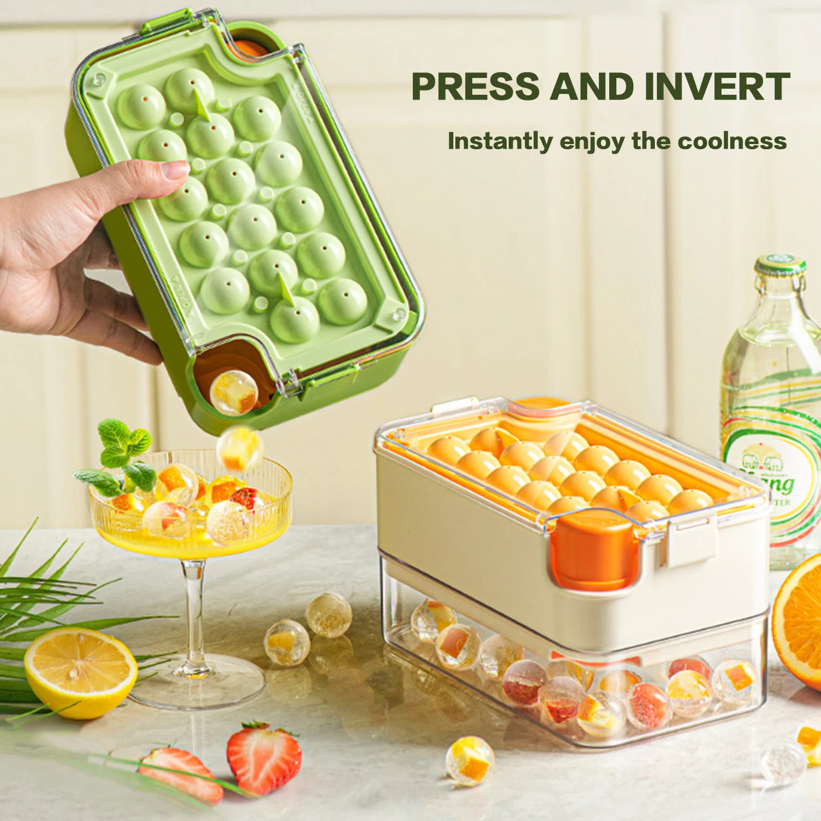 

Double Layer Ice Cube Mold Large-capacity Ice Trays Food Grade Ice Maker Reusable Ice Maker with Storage Box Cocktail Tools