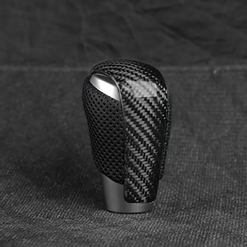 Stable-Carbon Fiber Leather Gear Shift Knob Gear Head Shift Knob Cover Modified Replacement For Mazda Axela CX-5 Atenza Black