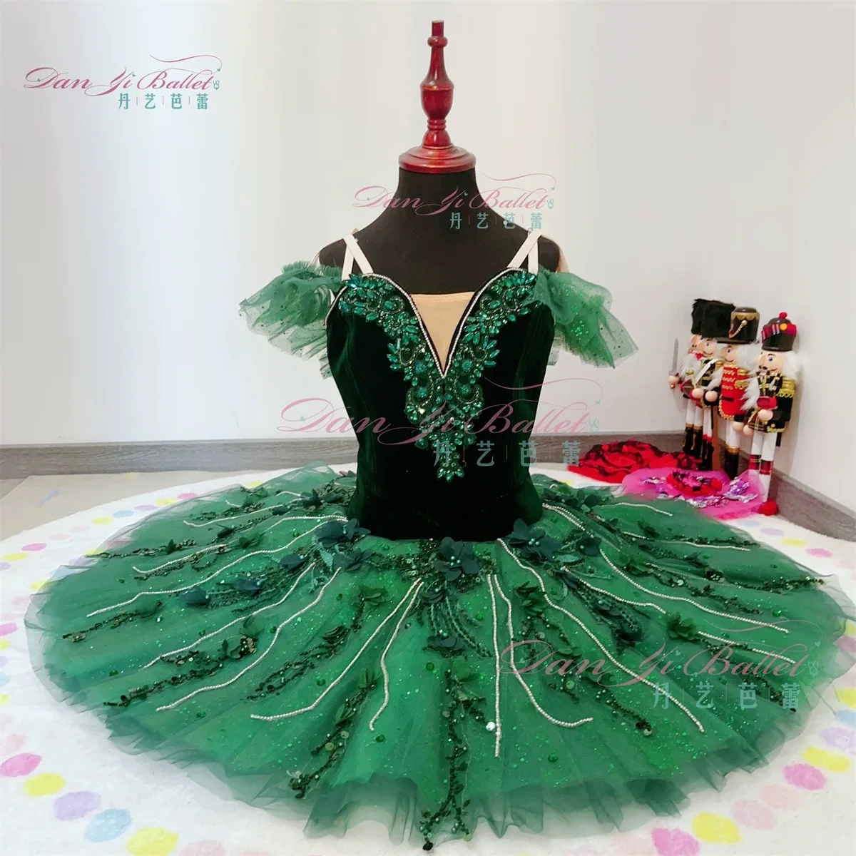 Danyi emerald tutu disc skirt ballet dress green competition dress performance dress professional customization