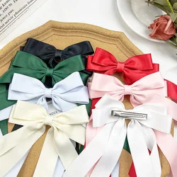 New Ribbon Bow Headband Long Tassel Hair Clips Women's Hair Accessories Long Tails Hairpins Girls Party Headwear Side Clips Bulk