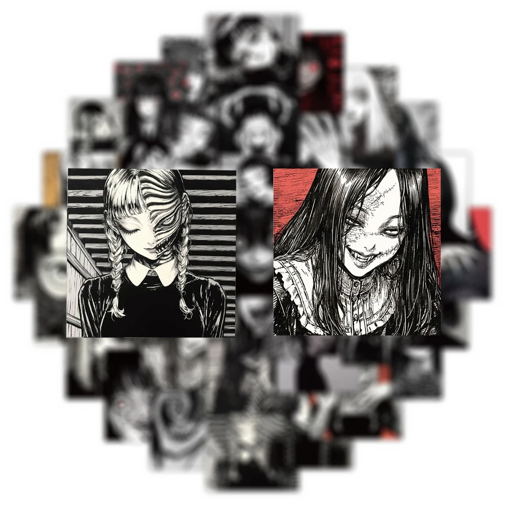 

10/30/50pcs Thriller Horror Anime Girl Stickers Dark Style Graffiti Decals Decoration DIY Helmet Laptop Phone Cool Sticker Pack