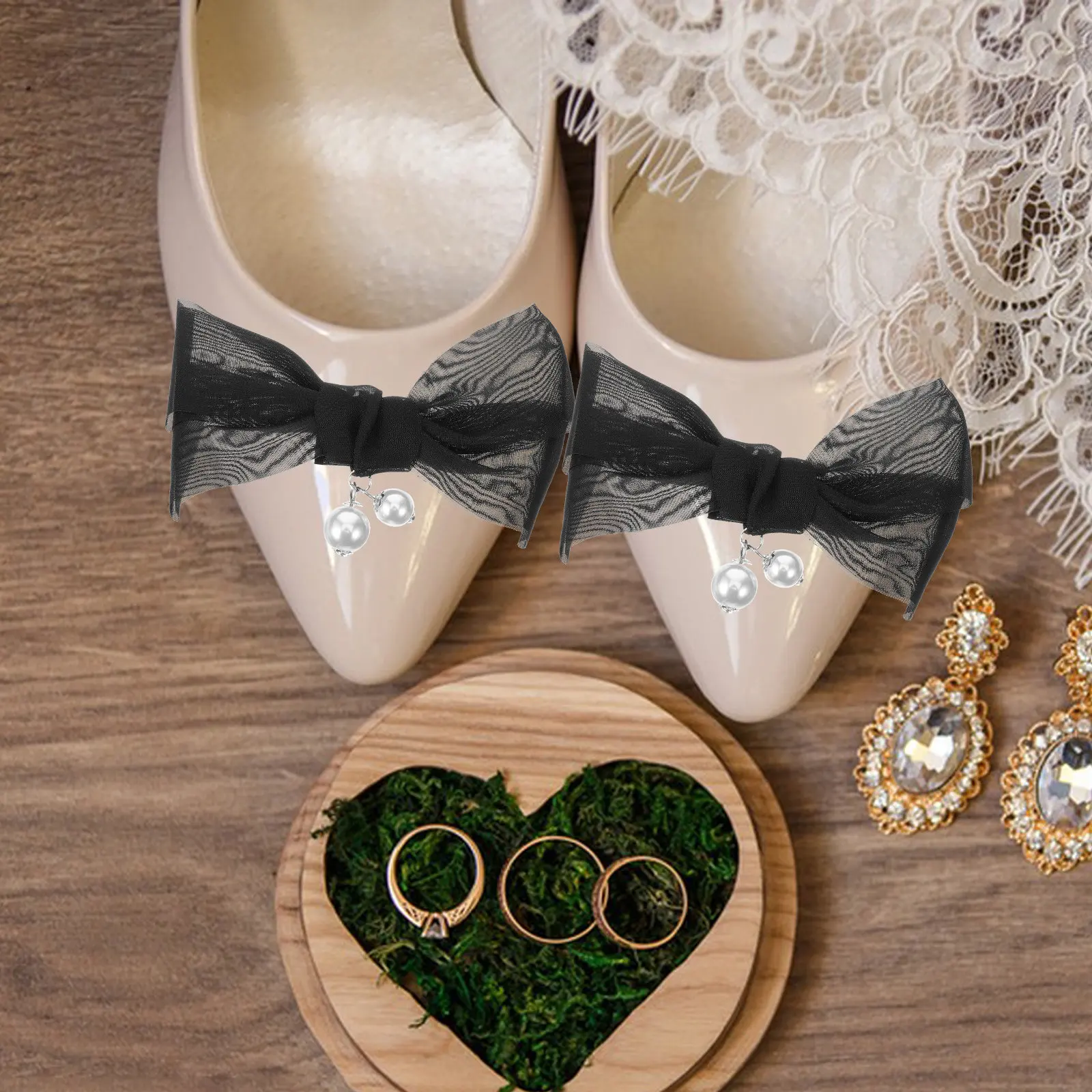 1 Pair Bow Shoe Clips Removable Shoe Embellishments For Pumps Heel Wedding Bridal Shoes Decor Bowknot Buckle Women Accessories