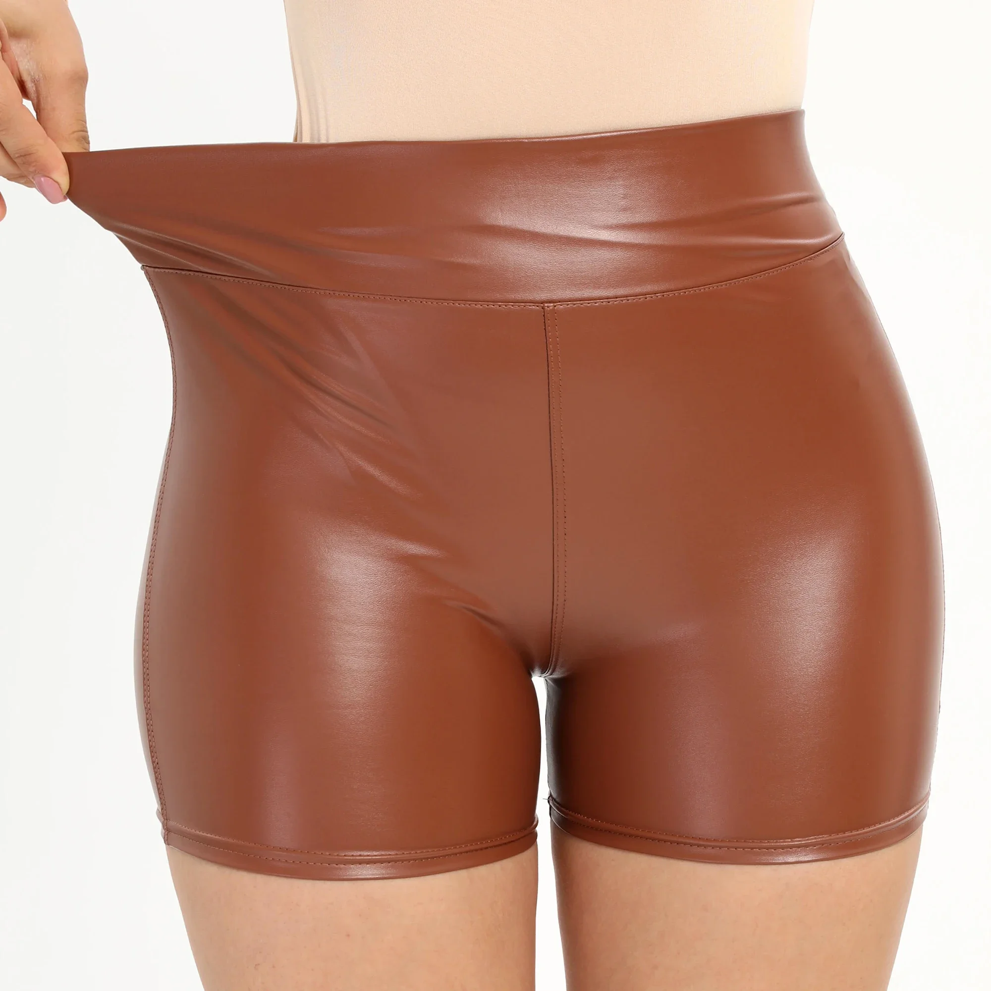 

Sexy Women PU Leather Biker Shorts Outdoor Skinny Tights Hot Pants High Waist Casual Summer Leather Short Pants Nightclub Wear
