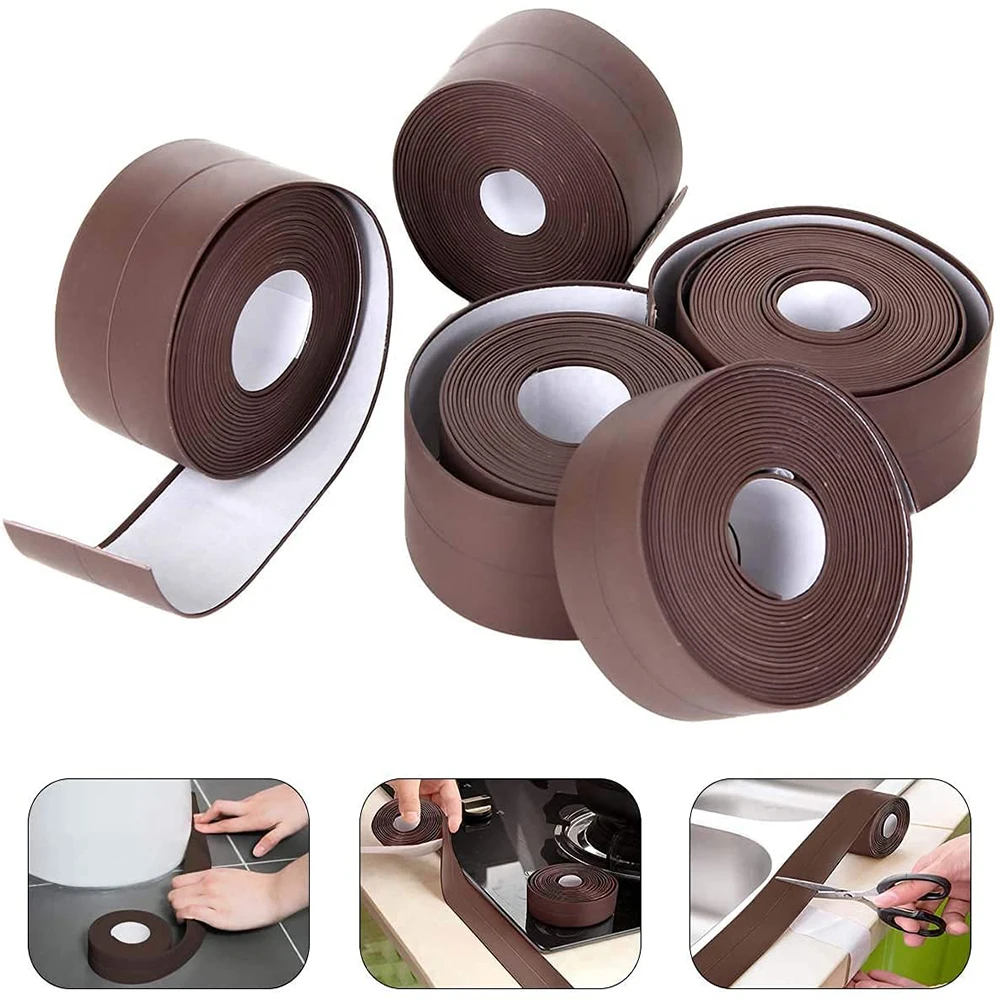 10.5FT PVC Bathroom Sealing Tape Self Adhesive Waterproof Wall Edge Corner Caulk Strip Tape 2.2/3.8 Width Protector Strip