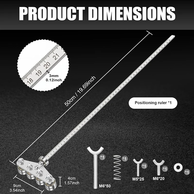 DTA6 Circular Saw Guide Rail Positioning Calipers 20 Inch Stainless Steel Rip Cut Guide for Woodworking Cutting Tool